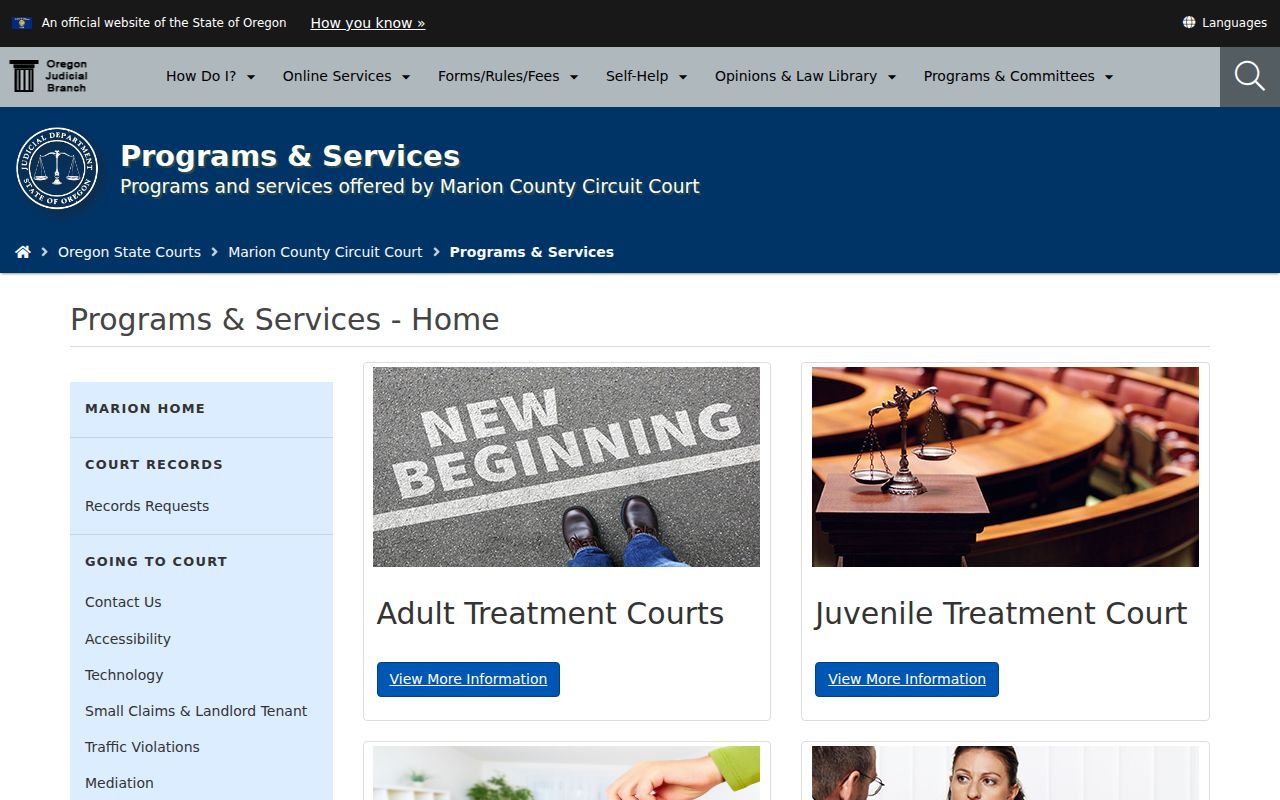 Marion County criminal court treatment programs page
