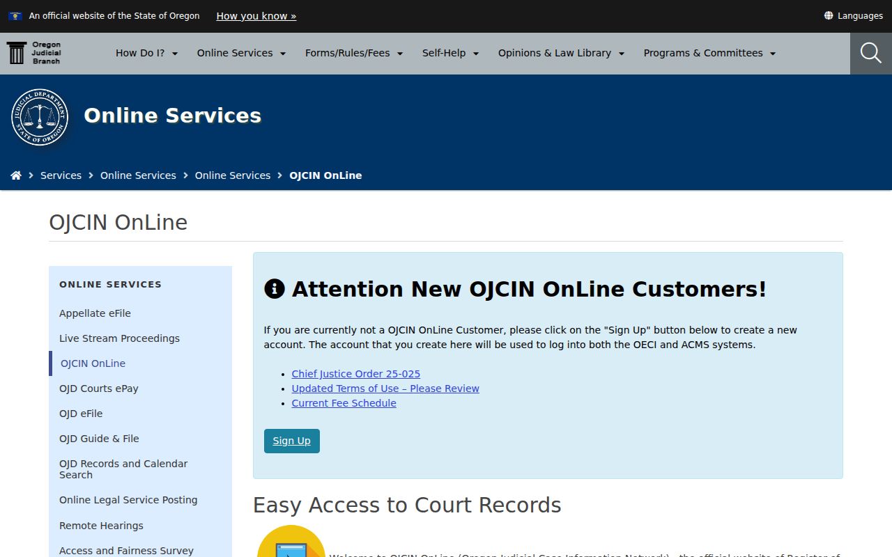 Marion County criminal case access through OJCIN OnLine