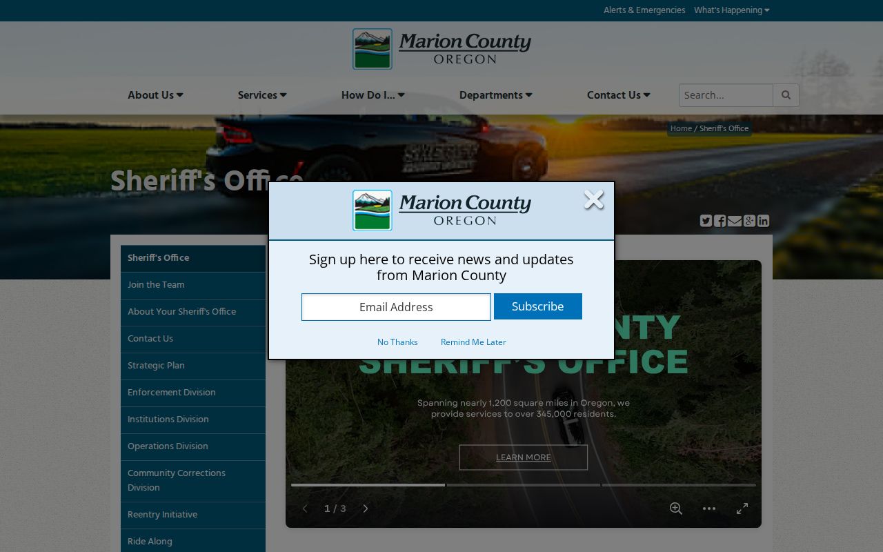 Marion County criminal records information on the sheriff office website